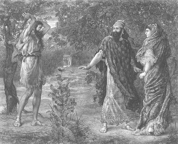 ELIJAH AHAB & JEZEBEL In NABOTH VINEYARD ~ Old 1880 BIBLE Art Print ...