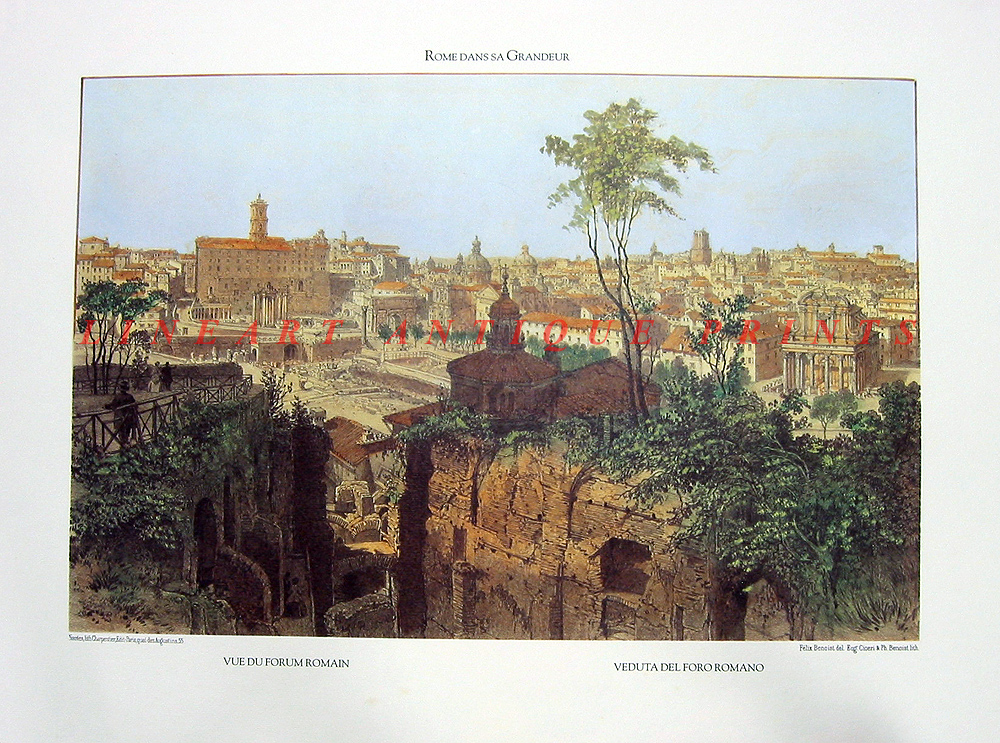 Forum Ruins Large Rome Dans SA Grandeur Print RARE