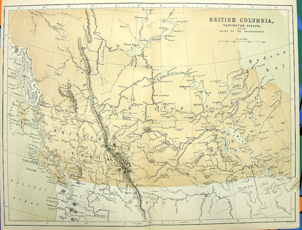 1880 Map Engraving of BRITISH COLUMBIA, WESTERN CANADA