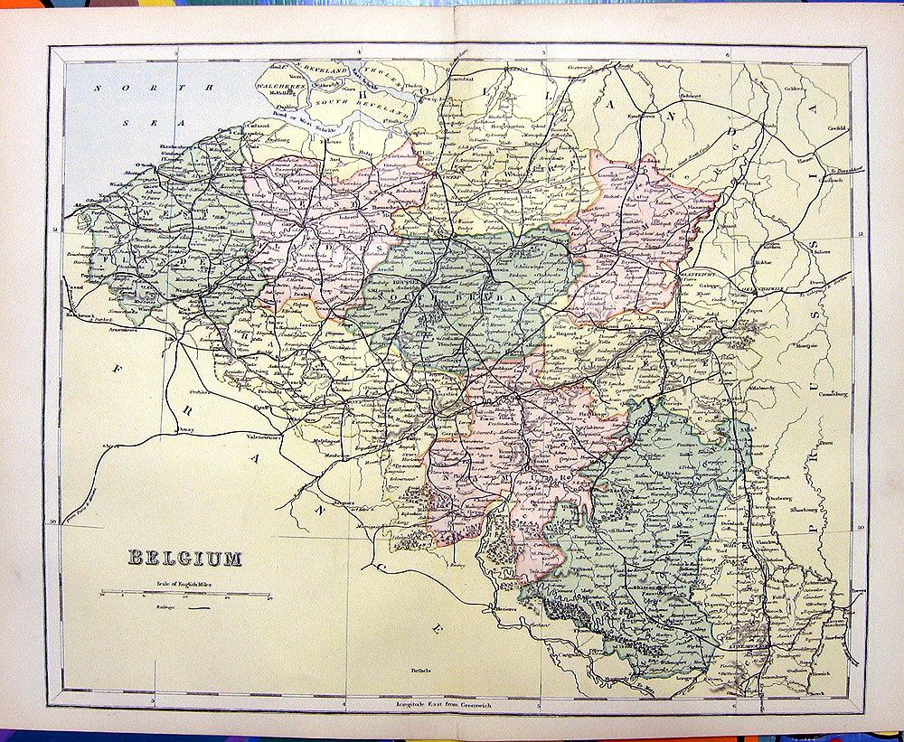 BELGIUM BENELUX MAP BRABANT FLANDERS ANTWERP BRUSSELS ...