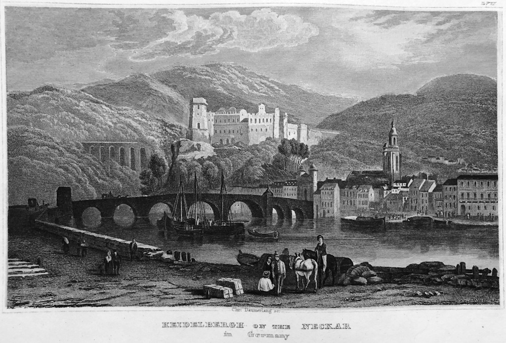 HEIDELBERG CASTLE NECKAR RENAISSANCE ARCHITECTURE ~ Old 1833 Art Print ...